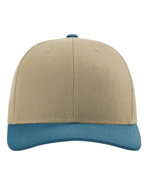 Richardson 112 Snapback Trucker Cap - Khaki/ Legion Blue CMB - front