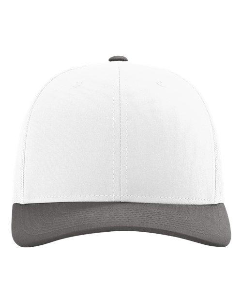 Richardson 112 Snapback Trucker Cap - White/ Charcoal CMB - front