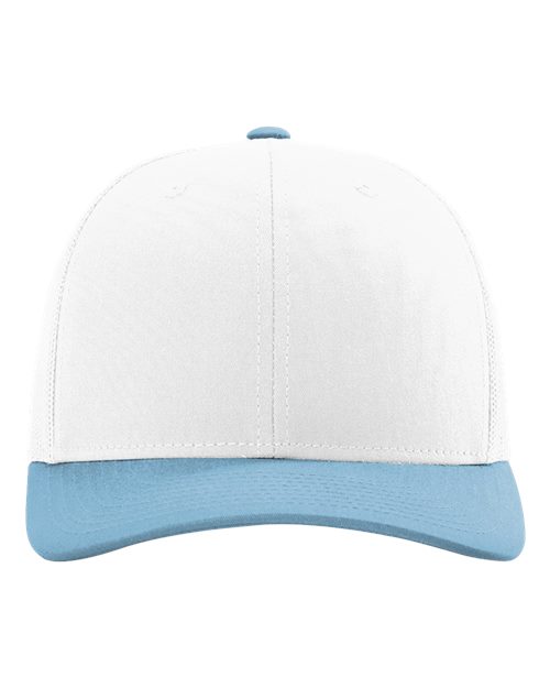 Richardson 112 Snapback Trucker Cap - White/ Columbia Blue CMB - front