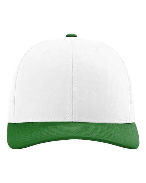 Richardson 112 Snapback Trucker Cap - White/ Kelly Green CMB - front