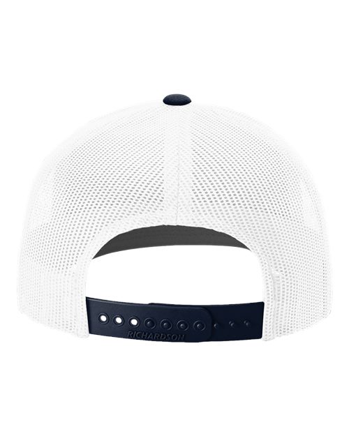 Richardson 112 Snapback Trucker Cap - White/ Navy CMB - back