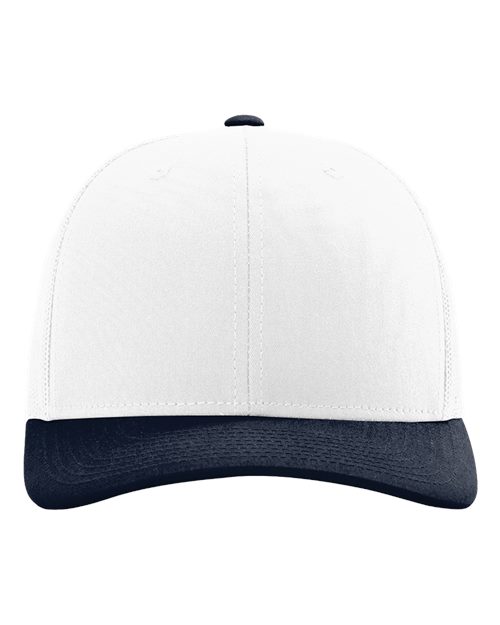Richardson 112 Snapback Trucker Cap - White/ Navy CMB - front