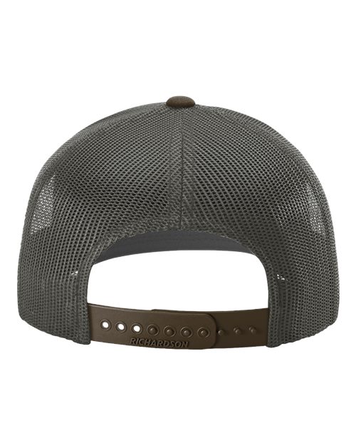 Richardson 112 Snapback Trucker Cap - Cream/ Grey Brown/ Brown - back