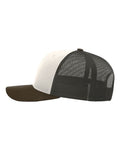 Richardson 112 Snapback Trucker Cap - Cream/ Grey Brown/ Brown - side