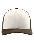 Richardson 112 Snapback Trucker Cap - Cream/ Grey Brown/ Brown - front