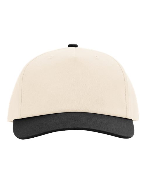 Richardson 356 Five-Panel Gramps Cap - Cream/ Black - front