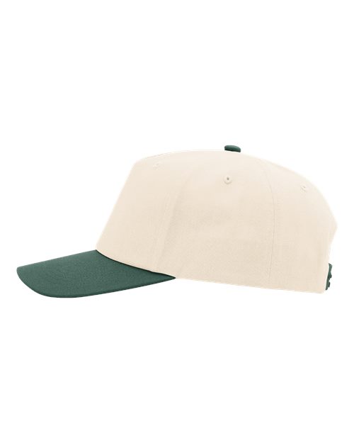 Richardson 356 Five-Panel Gramps Cap - Cream/ Dark Green - side