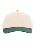 Richardson 356 Five-Panel Gramps Cap - Cream/ Dark Green - front