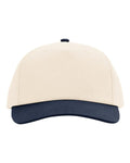 Richardson 356 Five-Panel Gramps Cap - Cream/ Navy - front