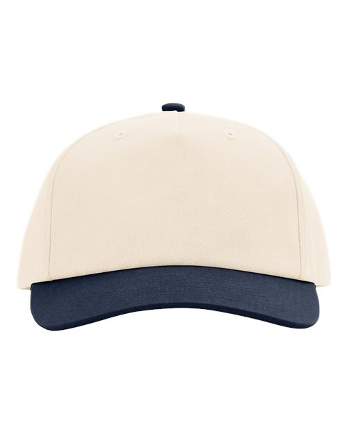 Richardson 356 Five-Panel Gramps Cap - Cream/ Navy - front