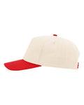 Richardson 356 Five-Panel Gramps Cap - Cream/ Red - side