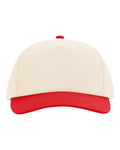 Richardson 356 Five-Panel Gramps Cap - Cream/ Red - front