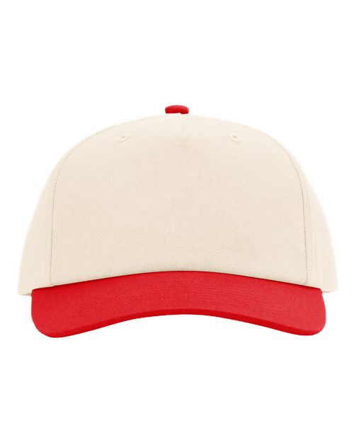 Richardson 356 Five-Panel Gramps Cap - Cream/ Red - front