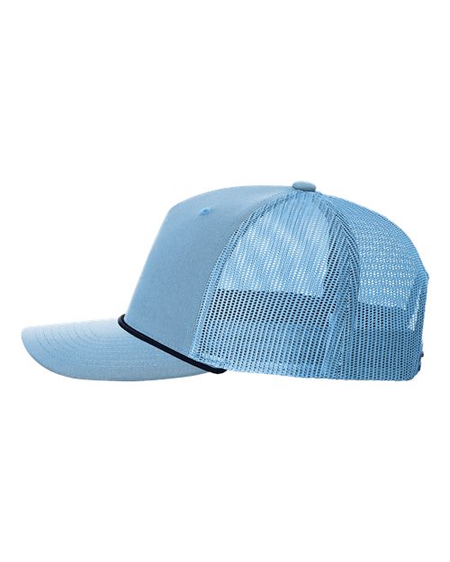 Richardson 112FPR Five-Panel Trucker Rope Cap - Columbia Blue/ Navy - side