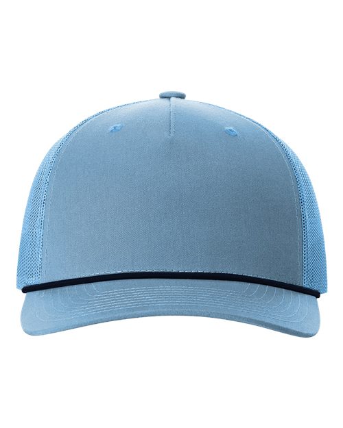 Richardson 112FPR Five-Panel Trucker Rope Cap - Columbia Blue/ Navy - front