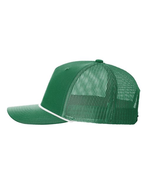 Richardson 112FPR Five-Panel Trucker Rope Cap - Kelly/ White - side