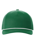 Richardson 112FPR Five-Panel Trucker Rope Cap - Kelly/ White - front