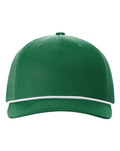 Richardson 112FPR Five-Panel Trucker Rope Cap - Kelly/ White - front