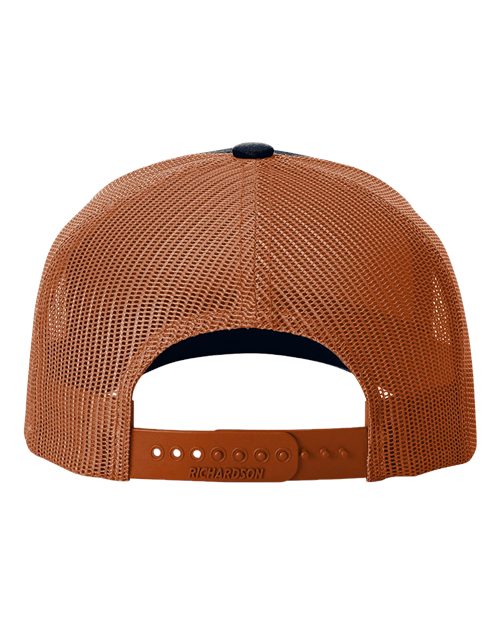 Richardson 112FPR Five-Panel Trucker Rope Cap - Navy/ Dark Orange/ Dark Orange - back