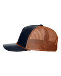 Richardson 112FPR Five-Panel Trucker Rope Cap - Navy/ Dark Orange/ Dark Orange - side