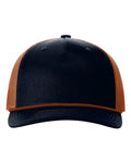 Richardson 112FPR Five-Panel Trucker Rope Cap - Navy/ Dark Orange/ Dark Orange - front
