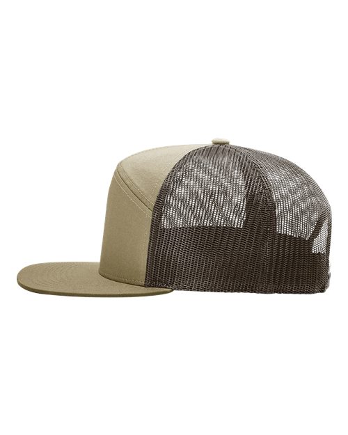 Richardson 168 Seven-Panel Trucker Cap - Pale Khaki/ Brown - side