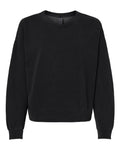 Independent Trading Co. PRM2700 Women's California Wave Wash Sunday Crewneck Sweatshirt - Black - front