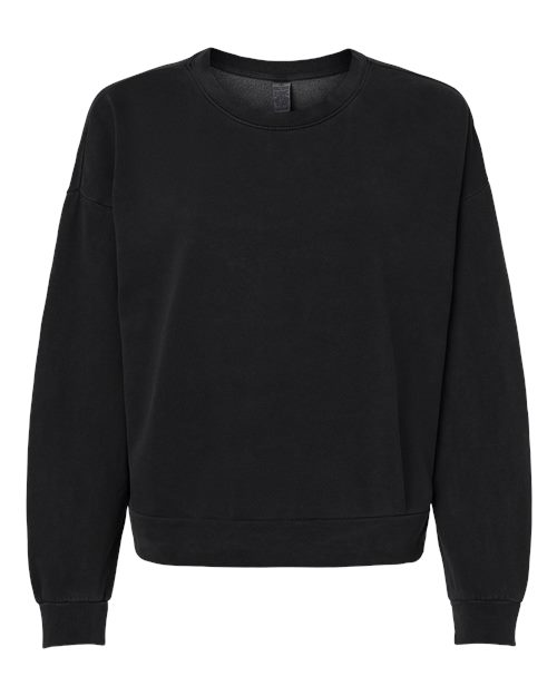 Independent Trading Co. PRM2700 Women's California Wave Wash Sunday Crewneck Sweatshirt - Black - front