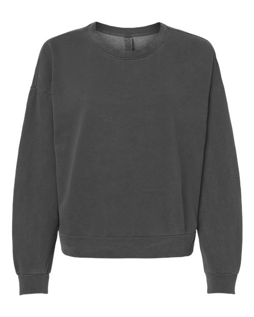 Independent Trading Co. PRM2700 Women's California Wave Wash Sunday Crewneck Sweatshirt - Pigment Black - front