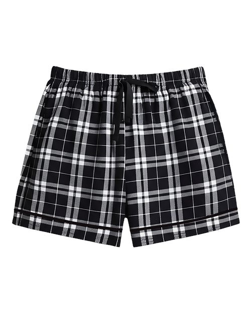 Boxercraft BW6501 Women's Flannel Shorts - Black/ White Plaid - front