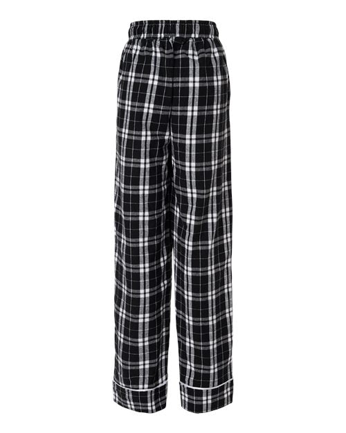 Boxercraft BW6603 Women's Cuff Flannel Pants - Black/ White Plaid - back