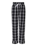 Boxercraft BW6603 Women's Cuff Flannel Pants - Black/ White Plaid - front