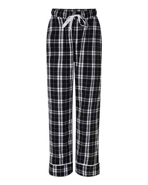 Boxercraft BW6603 Women's Cuff Flannel Pants - Black/ White Plaid - front