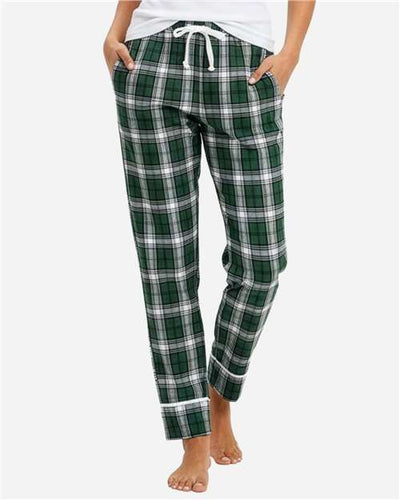 Boxercraft BW6603 Women's Cuff Flannel Pants - Green/ White Plaid - model front
