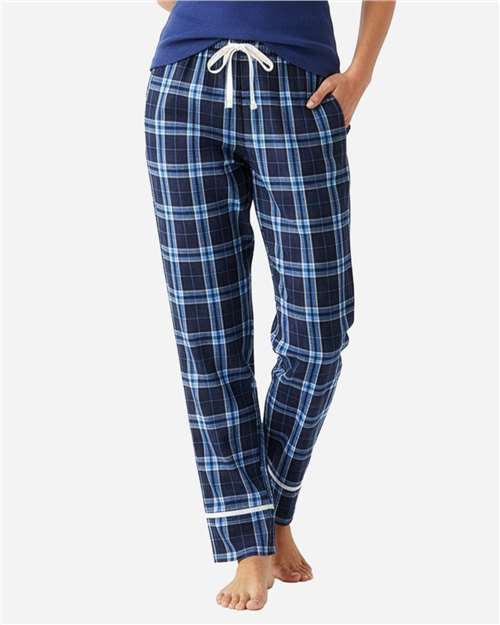 Boxercraft BW6603 Women's Cuff Flannel Pants - Navy/ Columbia Plaid - model front