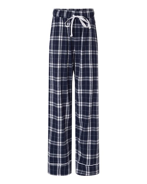 Boxercraft BW6603 Women's Cuff Flannel Pants - Navy/ Silver Plaid - front