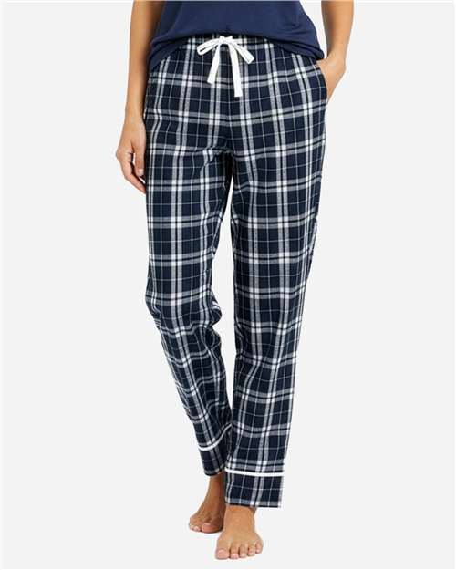 Boxercraft BW6603 Women's Cuff Flannel Pants - Navy/ Silver Plaid - model front