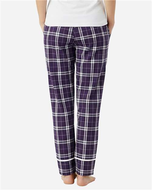 Boxercraft BW6603 Women's Cuff Flannel Pants - Purple/ White Plaid - back