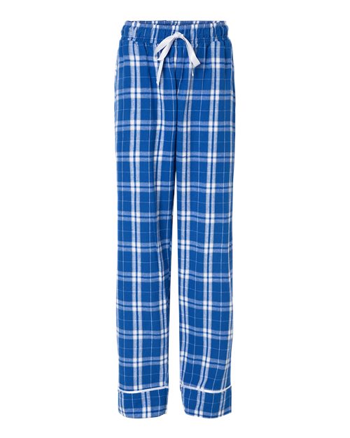 Boxercraft BW6603 Women's Cuff Flannel Pants - Royal/ Silver Plaid - front