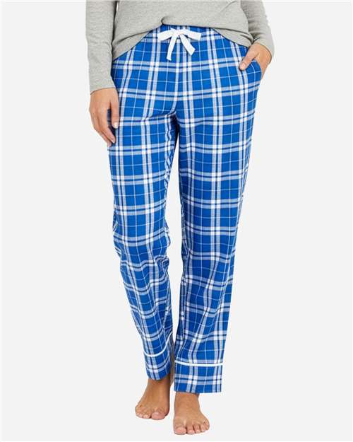 Boxercraft BW6603 Women's Cuff Flannel Pants - Royal/ Silver Plaid - model front