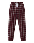 Boxercraft BW6603 Women's Cuff Flannel Pants - Varsity Maroon Oxford Plaid - front