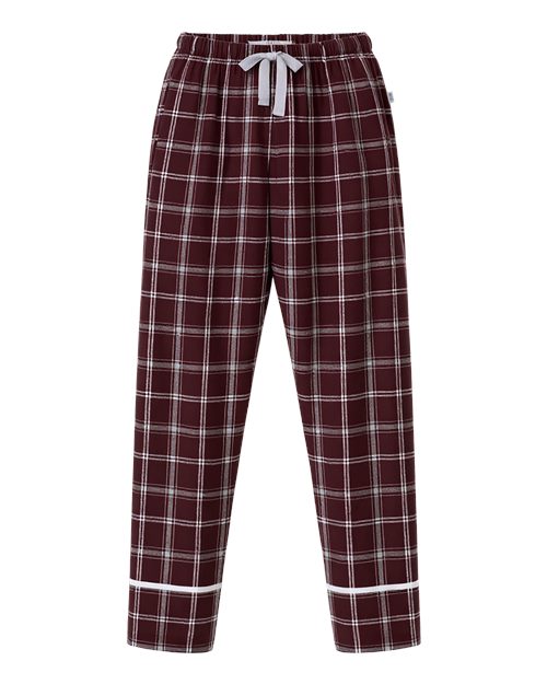 Boxercraft BW6603 Women's Cuff Flannel Pants - Varsity Maroon Oxford Plaid - front