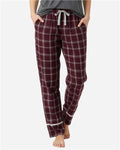Boxercraft BW6603 Women's Cuff Flannel Pants - Varsity Maroon Oxford Plaid - model front