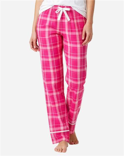 Boxercraft BW6603 Women's Cuff Flannel Pants - Pink Carnegie Plaid - model front