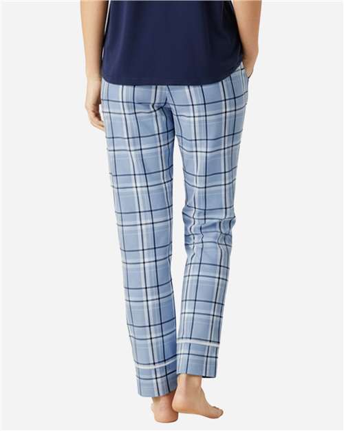 Boxercraft BW6603 Women's Cuff Flannel Pants - Sky Blue Carnegie Plaid - back