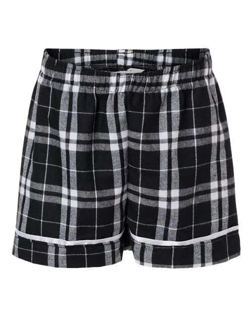 Boxercraft BY6501 Youth Flannel Shorts - Black/ White Plaid - front