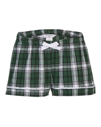 Boxercraft BY6501 Youth Flannel Shorts - Green/ White Plaid - front