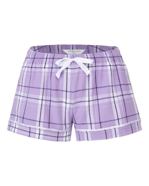Boxercraft BY6501 Youth Flannel Shorts - Lavender Carnegie Plaid - front