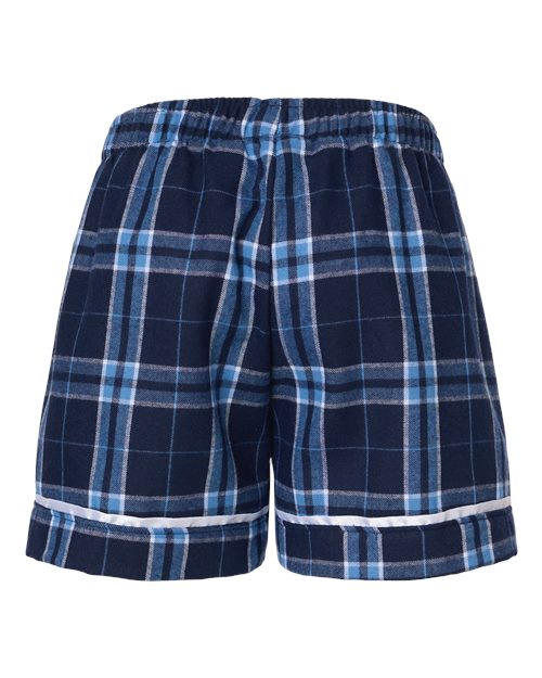 Boxercraft BY6501 Youth Flannel Shorts - Navy/ Columbia Plaid - back