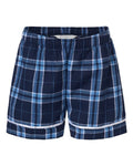 Boxercraft BY6501 Youth Flannel Shorts - Navy/ Columbia Plaid - front
